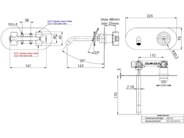 CHRONO - Wall-mounted single handle washbasin mixer with plate by Remer Rubinetterie - view 3